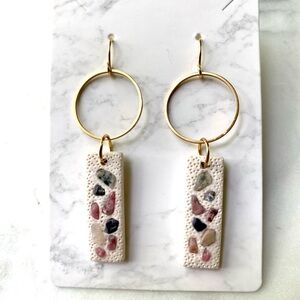Handmade Polymer clay earrings with gem stones
